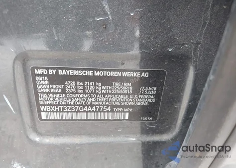 2016 BMW X1 xDrive28I z USA, uszkodzony, nr VIN WBXHT3Z37G4A47754